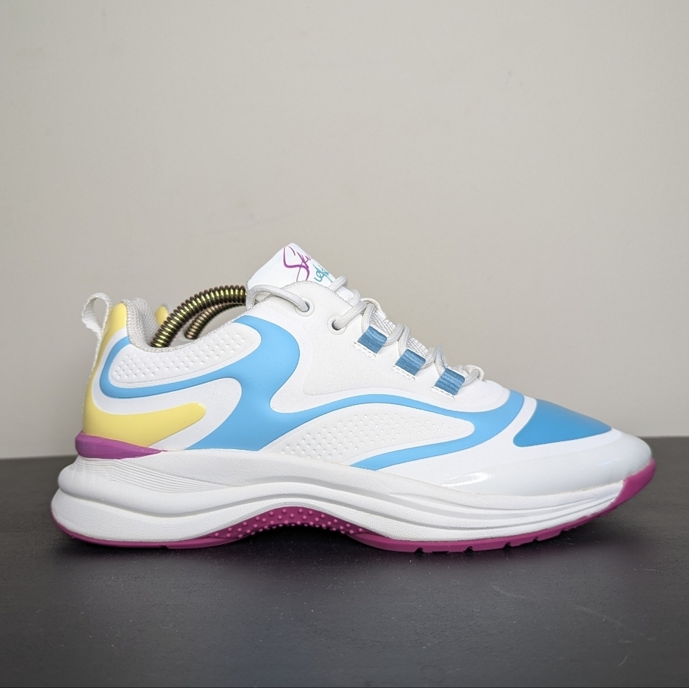 Skechers Ashley Park Street Glam Point the Way Sneakers Blue Pink Yellow White 8